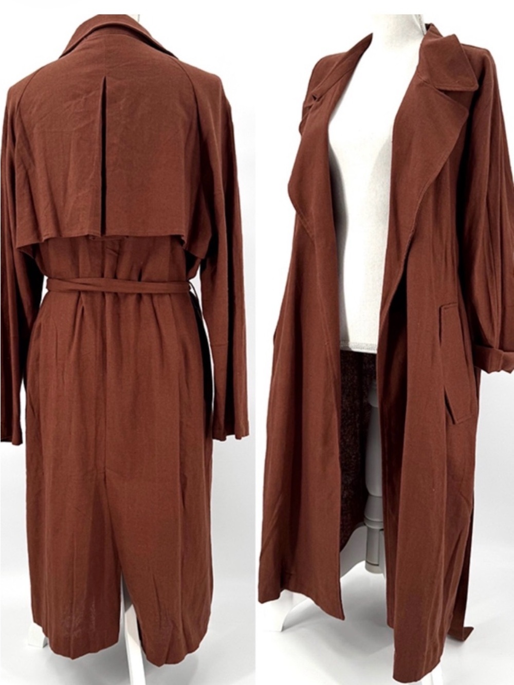 Tahari lightweight linen Tie-Waist Trench coat
